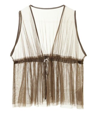 Green Parks ＳＥＴ２点　チュールベスト＋ロンＴＥＥ Gray Beige