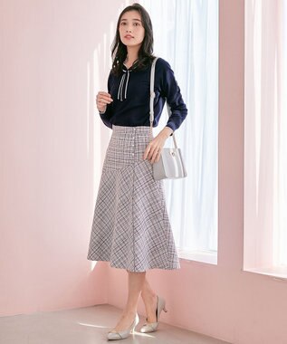 ANY SIS 【洗える】ライトツイード調 スカート ラベンダーMIX