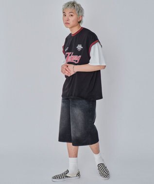 WEGO 【ユニセックス着用ITEM/MLサイズ展開】フェイクタンクグラフィックT（SS） ブラック