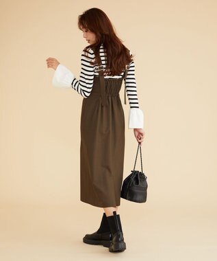 Feroux 【洗える】袖フレアボーダー ニット ホワイト系1