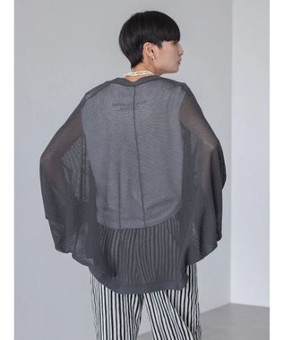 AMERICAN HOLIC ニュアンスメッシュニットカーディガン Charcoal Gray