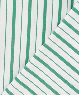 UNFILO フリルネック ブラウス グリーンストライプ