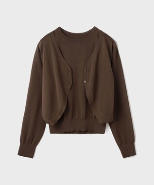 GRACE CONTINENTAL レイヤードニットトップ ブラウン