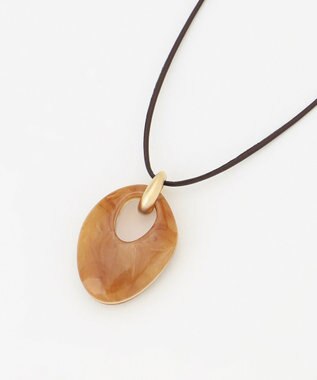 J.PRESS LADIES マーブルトップ レザー ネックレス ブラウン系