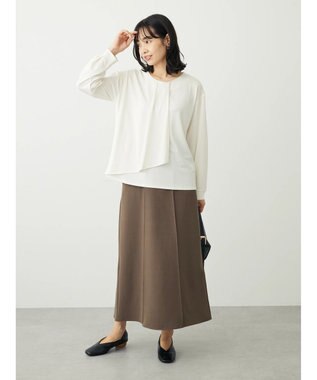 Green Parks ＢＰ　襟タック長袖ブラウソー Off White