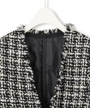 ICB 【CLASSY.1月号掲載】ルレックスツイード ノーカラージャケット ブラック×オフホワイト系