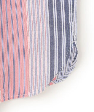 J.PRESS YORK STREET 【WOMEN】マルチストライプ シャツワンピース レッド系1