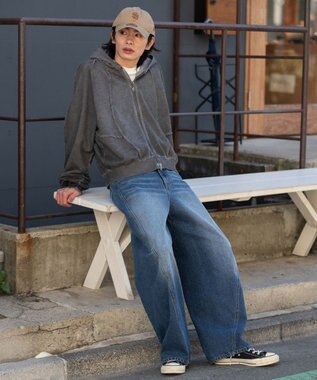 WEGO 【ユニセックス着用ITEM/SMLサイズ展開】カバーフィットバルーンデニムパンツ デニム中濃加工色