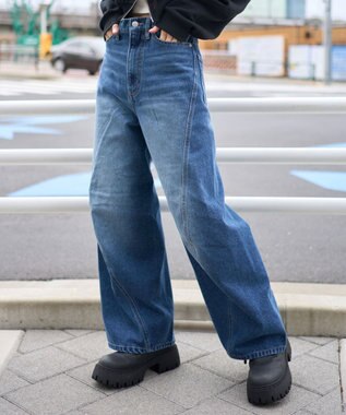 WEGO 【ユニセックス着用ITEM/SMLサイズ展開】カバーフィットバルーンデニムパンツ デニム中濃加工色
