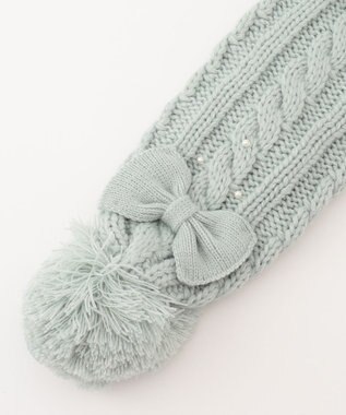 ANY KIDS ポンポン付き ケーブル マフラー ミント