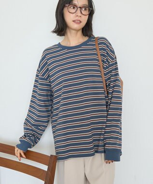 AMERICAN HOLIC アソートボーダーロングTシャツ Navy