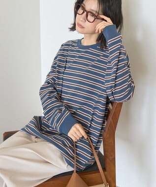 AMERICAN HOLIC アソートボーダーロングTシャツ Navy