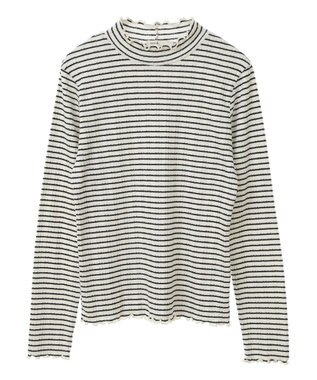 earth music&ecology ランダムチェーンリブハイネックプルオーバー Border