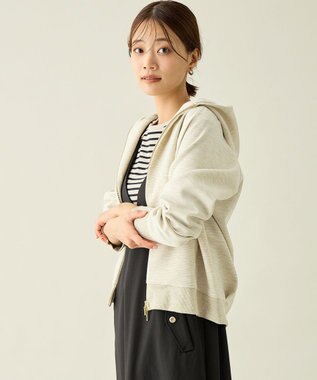 ANY L ラメダンボールダブルジップパーカー オートミール