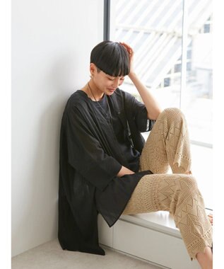 AMERICAN HOLIC バックギャザーＶネックシアーシャツ Black