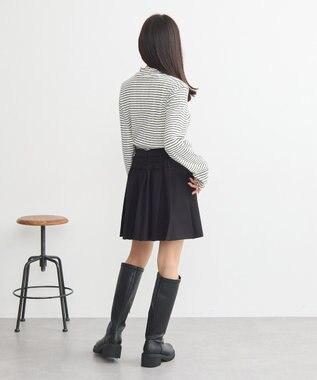 earth music&ecology ランダムチェーンリブハイネックプルオーバー Border