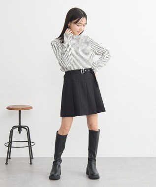 earth music&ecology ランダムチェーンリブハイネックプルオーバー Border