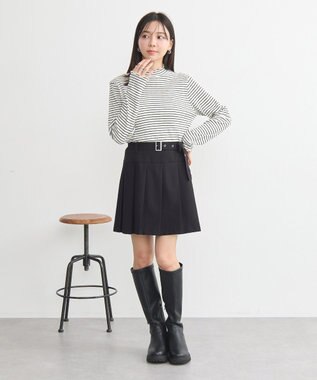 earth music&ecology ランダムチェーンリブハイネックプルオーバー Border