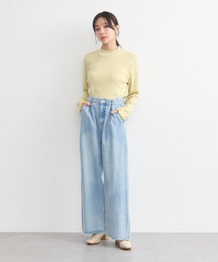 earth music&ecology ランダムチェーンリブハイネックプルオーバー Yellow