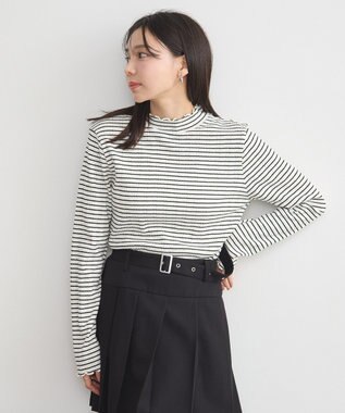 earth music&ecology ランダムチェーンリブハイネックプルオーバー Border