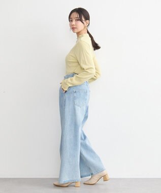 earth music&ecology ランダムチェーンリブハイネックプルオーバー Yellow