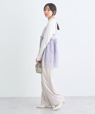 earth music&ecology ランダムチェーンリブハイネックプルオーバー Ivory