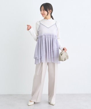 earth music&ecology ランダムチェーンリブハイネックプルオーバー Ivory