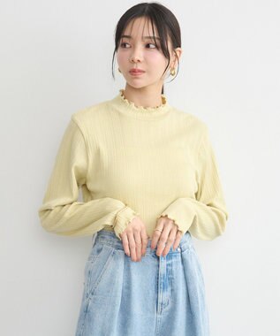 earth music&ecology ランダムチェーンリブハイネックプルオーバー Yellow