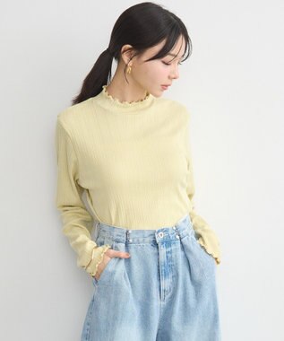 earth music&ecology ランダムチェーンリブハイネックプルオーバー Yellow