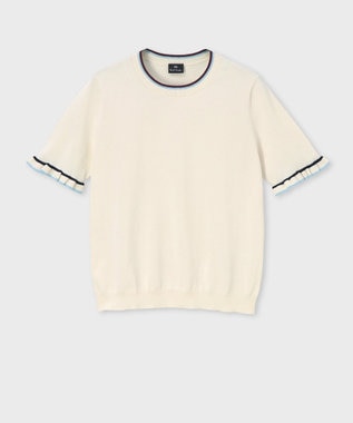 Paul Smith 【洗える】フレアスリーブ 半袖ニット オフホワイト