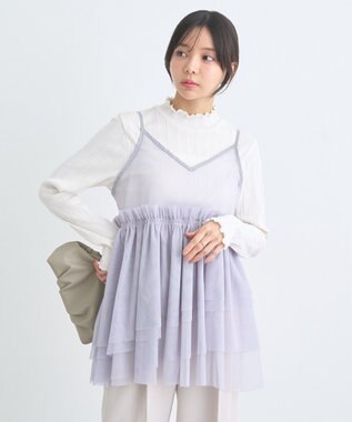 earth music&ecology ランダムチェーンリブハイネックプルオーバー Ivory