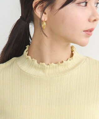 earth music&ecology ランダムチェーンリブハイネックプルオーバー Yellow