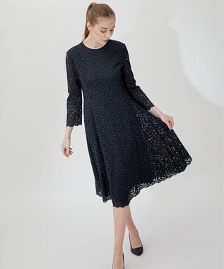23区 【APPLAUDIR】ニュアンス フラワーレース ドレス ネイビー系