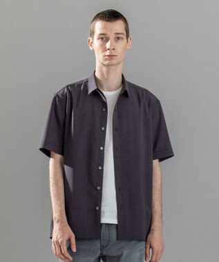 JOSEPH HOMME 【新柄】テクノボイルストレッチ レギュラーカラー半袖シャツ グレー系