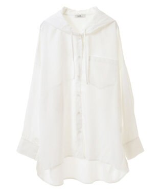 earth music&ecology フーディーシャツ Stripe White