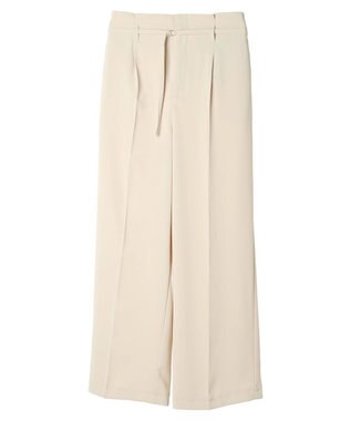 Green Parks きれいシルエットパンツ（ベルト付きとろみワイド） Light Beige