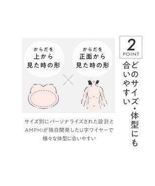 AMPHI ブラジャー パーソナル設計 脇高 背中スムージング A～Gカップまで対応 大きいサイズ 【stylist 4U スタイリストフォーユー】 ブラ BOG313 アンフィ／ワコール ターコイズ