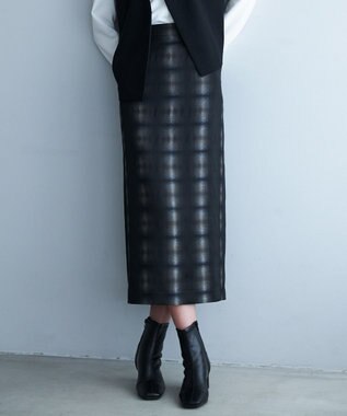 【洗える】シャイニーオンブレーチェック ストレートスカート