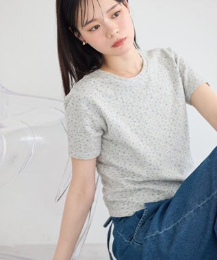 earth music&ecology アイレットミニ裏毛Tシャツ Gray Mixture