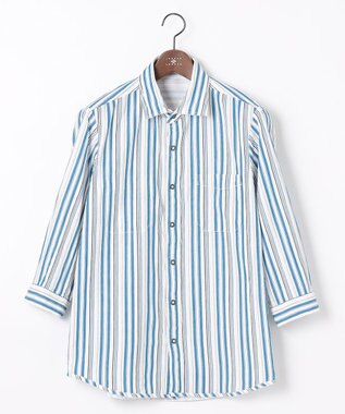 JOSEPH ABBOUD 【1枚で2通りの着こなし】オーガニックコットンリバーシブル 七分袖シャツ アイボリー系1