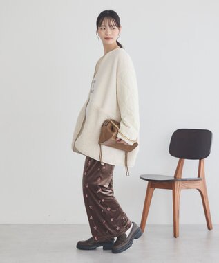 earth music&ecology ボアキルトミドルコート Ivory