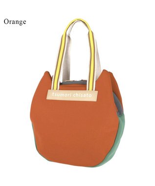 tsumori chisato CARRY ネコかおウレタン ショルダーバッグ 中サイズ 猫モチーフ トートバッグ オレンジ