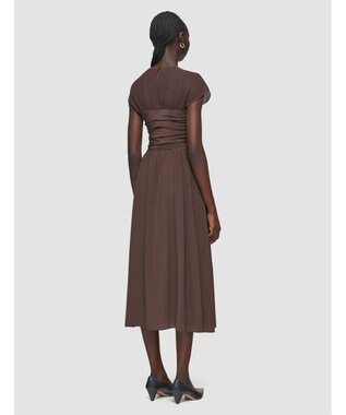 JOSEPH クレープ ド ソワ ミックス　フレアードレス Ebony