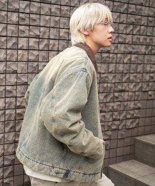 WEGO 【ユニセックス着用ITEM/MLサイズ展開】ワーカーズキルティングZIPジャケット デニム淡加工色