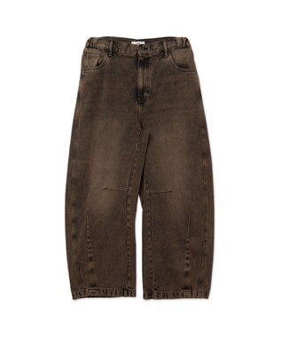 WEGO イージーバレルレッグデニムパンツ ブラウン