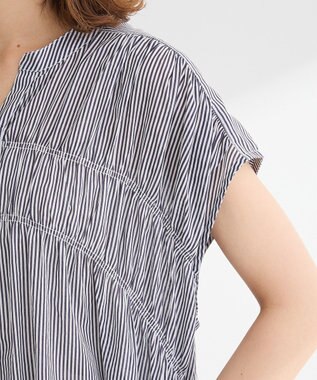 Green Parks Ｉ　シャーリングワンピース Stripe Navy