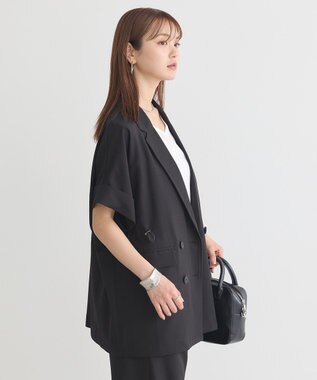 earth music&ecology 半袖サイドドロストジャケット Black