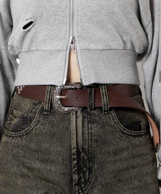 WEGO Lスタースタッズ付ウエスタンベルト