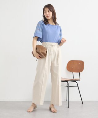 earth music&ecology フレア袖レースプルオーバー Blue