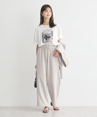earth music&ecology 半袖サイドドロストジャケット Gray Beige